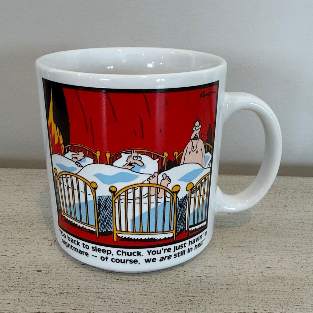 Vintage 1986 The Far Side Mug Cup Gary Larson “In Hell” Comic